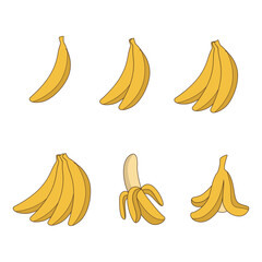 set banana isolated white background
