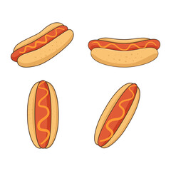 set of hot dogs for breakfeast isolated white background