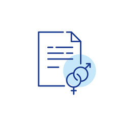 Heterosexual couple marriage certificate. Legal relationship. Pixel perfect, editable stroke line icon