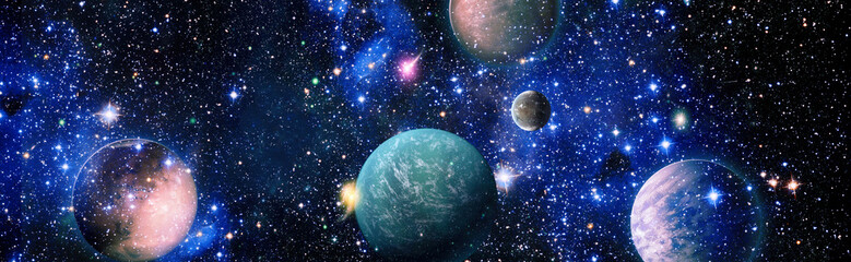 Naklejka na ściany i meble Stars of a planet and galaxy in a free space. Elements of this image furnished by NASA .