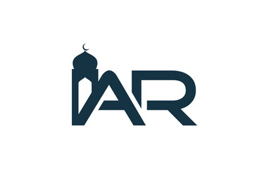 Islamic mosque logo and minar icon and symbol design with letters and alphabets