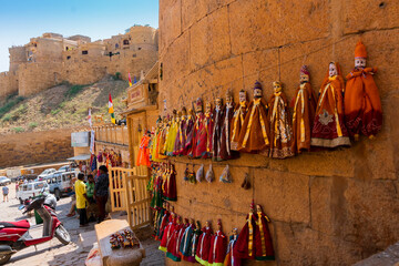 Jaislamer fort, Rajasthan, India - 13.10.2019 : Traditional King and queen, called Raja Rani,...