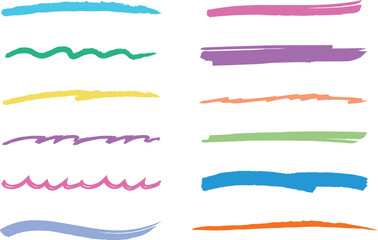 ペンで描いたカラフル色のアンダーラインブラシセット