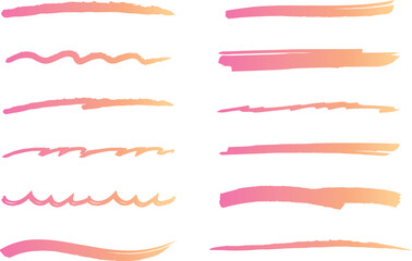 Fototapeta ペンで描いたピンク色のアンダーラインブラシセット obraz