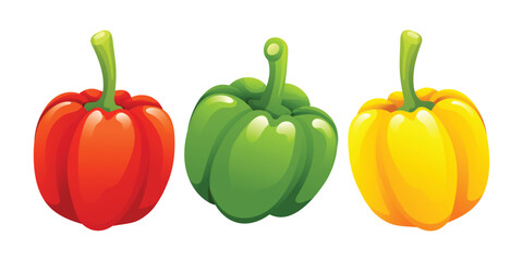 Set of bell peppers illustration isolated on white background