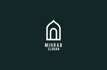 Vector mihrab niche arch door logo vector icon illustration