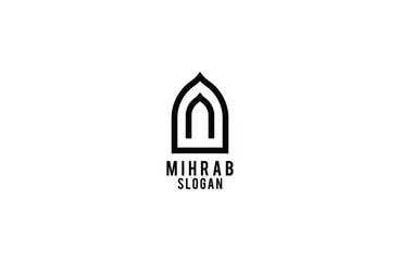 Vector mihrab niche arch door logo vector icon illustration
