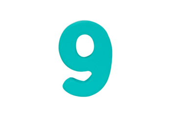 Blue wooden arabic number Nine Isolated on cutout PNG. Wooden jigsaw blue tangram puzzle as shape "9". arabic number it is universal language used in learning education for children.