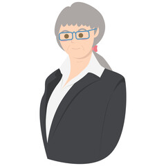 The Elderly Seventies Grandmother Character Face Nanny Avatar Glasses