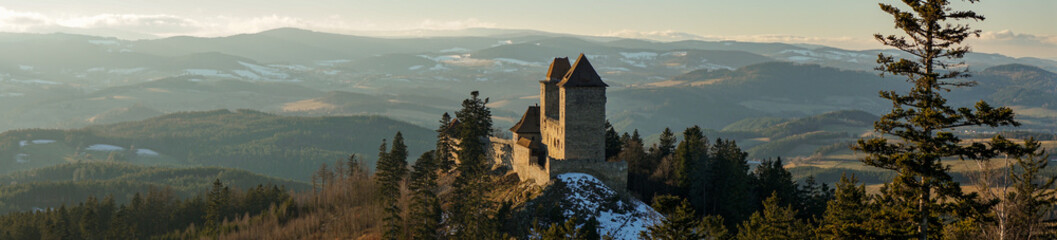 Kašperk Castle in panoramic resolution