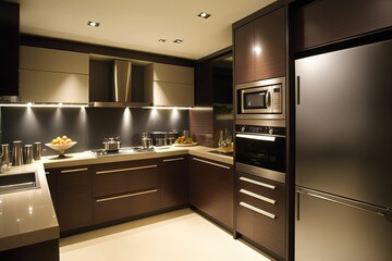 Fototapeta premium modern kitchen interior, cute and smart kitchen, kitchen interior design ideas.