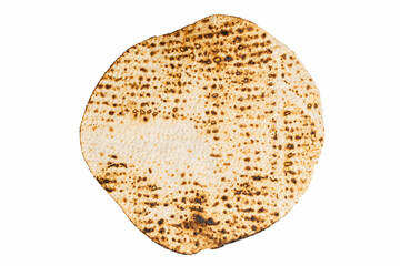 Matzah Shmurah for Jewish holiday Pesach (Passover) on white background.