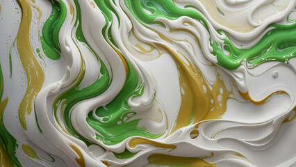 Abstract marble background in green and white colors with gold streaks. Ai generative illustration