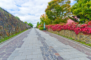 City street at Motomachi Hills in Hakodate, Japan.