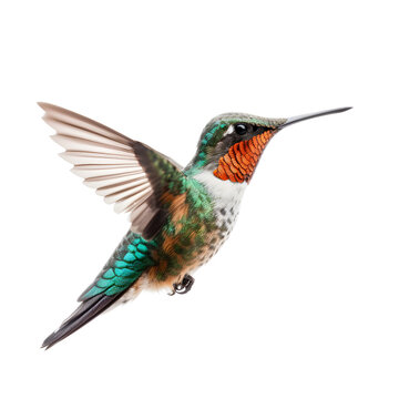 hummingbird in flight on transparent background 