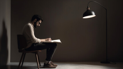 man reading Book. front view Generated AI