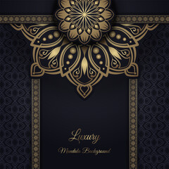 luxury mandala background, black and gold, design vector