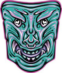 HANNYA MASK IN VECTOR ILLUSTRATION SUITABLE FOR YOUR NEEDS