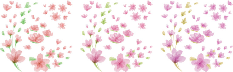 Flowers elements decoration collection watercolor style