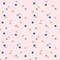 Seamless polka dot pattern. Vector illustration. Background with small multicolored circles randomly located.