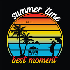summer holiday background summer time best moment summer couple T-shirt design 