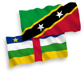 Flags of Federation of Saint Christopher and Nevis and Central African Republic on a white background