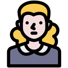 maid avatar black outline filled color icon