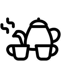 teapot set black outline icon