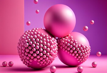 Abstraction for advertising. Pink balls on a pink background. 3d rendering illustration. Generative AI