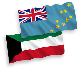 Flags of Tuvalu and Kuwait on a white background