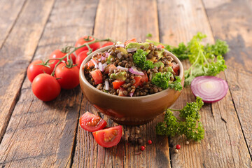 lentils salad with tomatoes and herbs