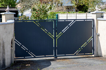 modern grey gate aluminum portal gray design of new suburban house door entrance