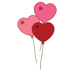 Fototapeta na wymiar Valentine's heart balloons, balloon bouquet.