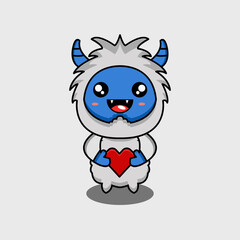 cute vector illustration of yeti with love