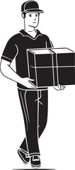 Courier delivery, the guy with the box Vector illustration, SVG