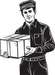 Courier delivery, the guy with the box Vector illustration, SVG
