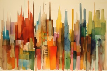 Abstract colorful cityscape. Generative AI