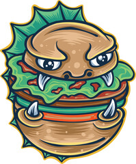 FUNNY AND UNIQUE BURGER VECTOR ILLUSTRATION