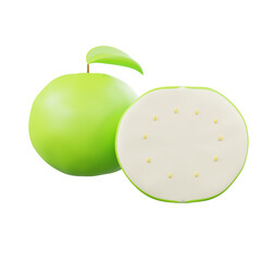 3d minimal rendering summer fruit guava