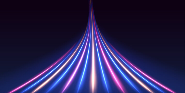 Abstract light lines of movement and speed with purple color sparkles. Laser beams luminous abstract sparkling isolated on a transparent background. Abstract neon color glowing lines background.