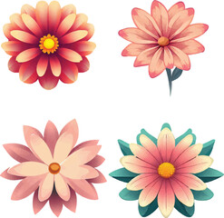 Beautiful floral set vector illustration. different type beautiful set flowers on white background