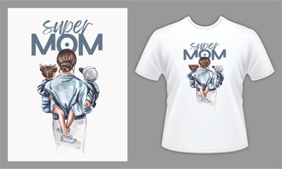 Super Mom Watercolor Design T-shirt Design vectors for T-shirts designs, graphics resource for t shirt, t shirt graphics resource, t shirts vectors, t shirt illustrator,
