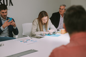 Business woman writting