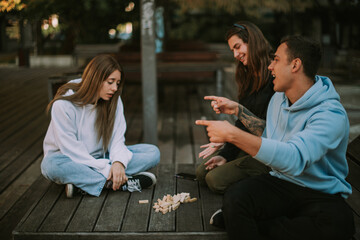 Laughing at the blonde girl