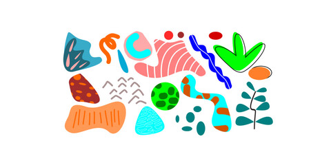 Hand drawn aesthetic abstract set,  strip lines, watercolor shape, nude colors. Art form design for wallpaper and design, etc.