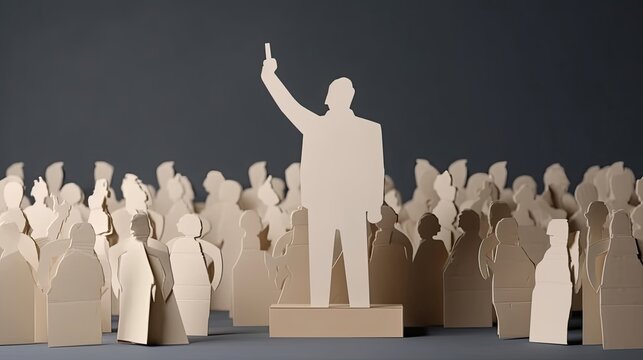 Paper art of person on protest