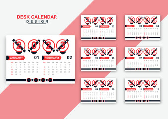 Corporate modern  6page desk calendar design template