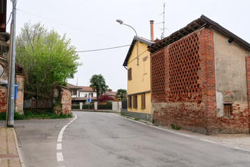 Fototapeta na wymiar Linarolo characteristic village houses roofs streets art history culture tourism Italy Italian