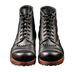 handcrafted brown leather boots  png