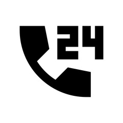 Obraz premium 24 hours support glyph icon